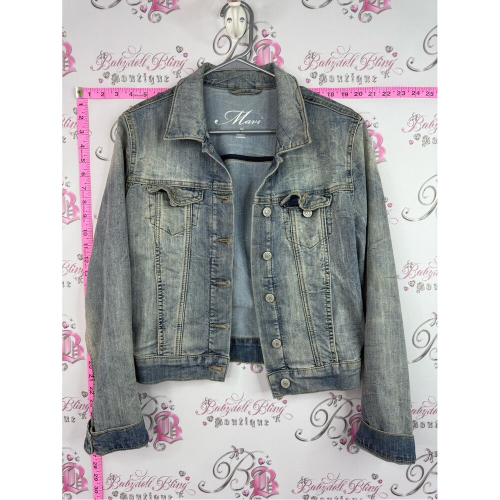 Mavi Jean jacket button up wash light Distressed Light Blue Denim Jacket